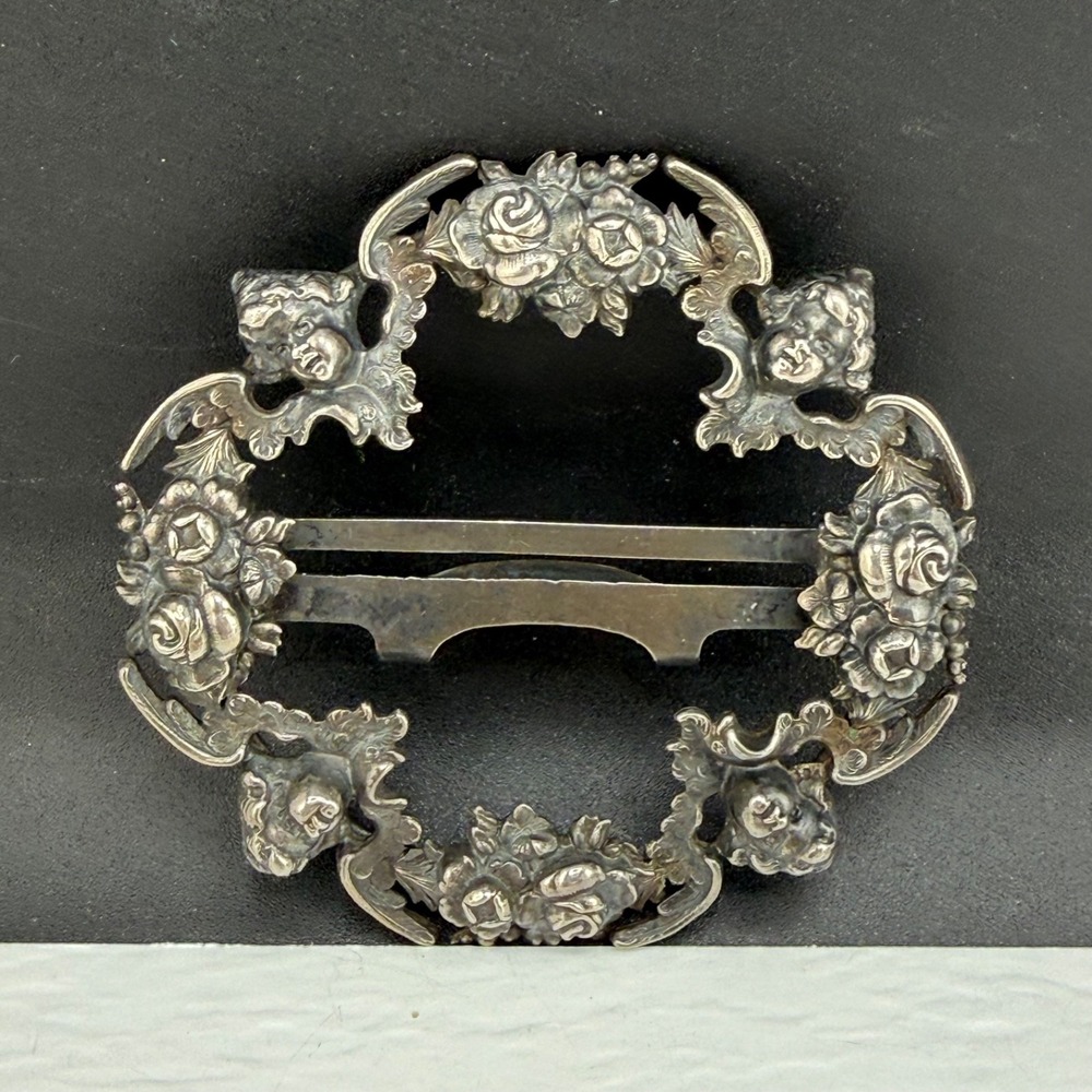 Vintage William Kerr Sterling Silver Art Nouveau Buckle Half Estate Flower